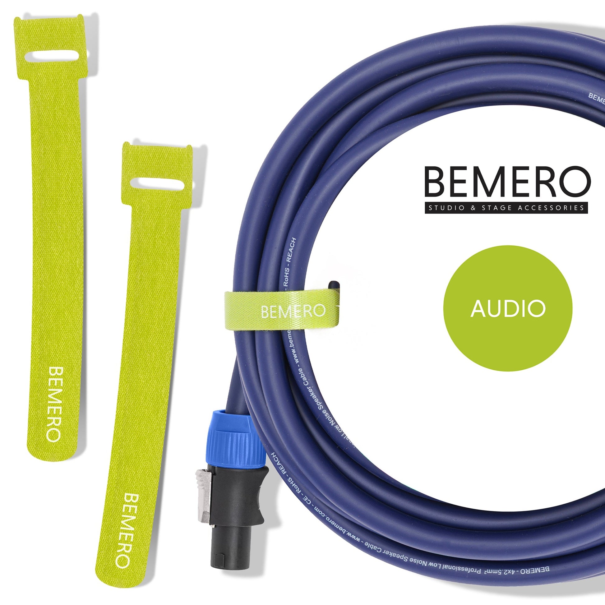 Bemero Audiokabel Speakon (NL4) auf Speakon (NL4) – 10 m, 4-polig, schwarz