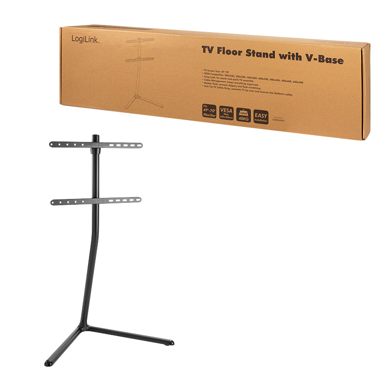LogiLink Bodenständer – 49–70" – VESA 200×200–600×400 – bis 40 kg, Diebstahlsicherung – BP0079