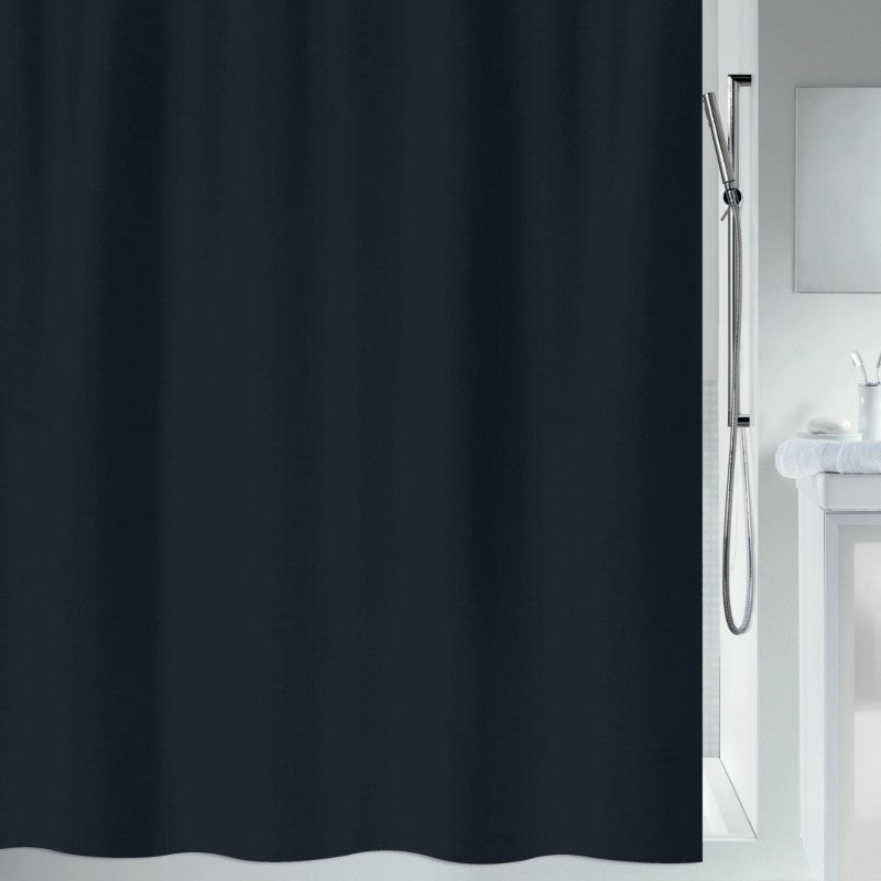 Spirella PRIMO Duschvorhang – 120 × 200 cm – Schwarz – Polyester – Waschbar bei 30 °C