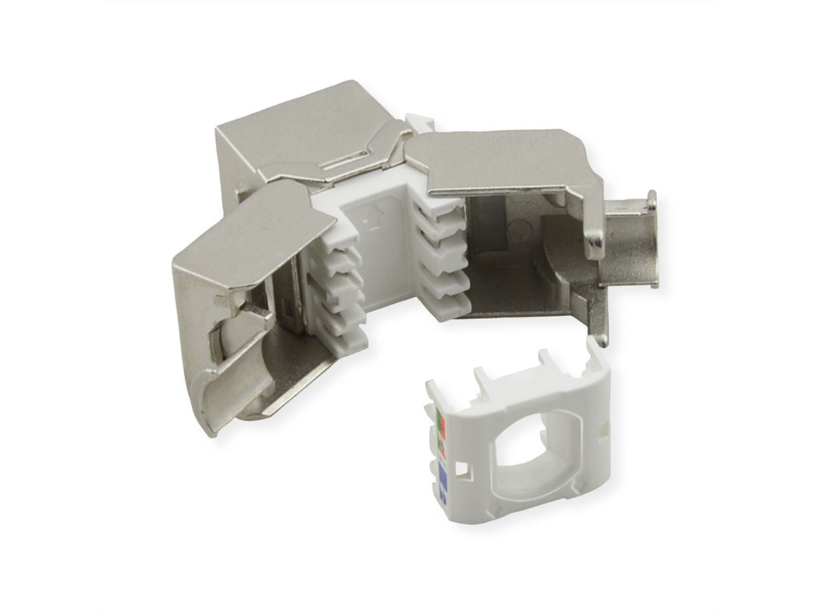 VALUE RJ-45 Keystone Buchse – Cat8.1 / Klasse I, geschirmt, werkzeuglos, 1× RJ-45, silberfarben