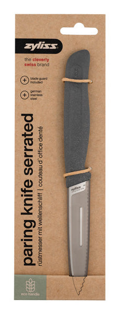 Zyliss Schälmesser 10 cm, Edelstahlklinge, Wellenschliff, Kunststoffgriff grau
