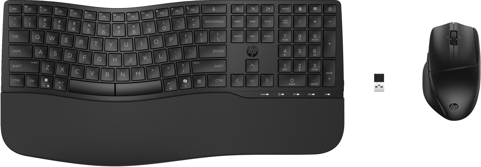 HP 685 – Tastatur- und Maus-Set – Bluetooth & 2,4 GHz (Nano-Empfänger USB-A) – Handballenauflage – Schwarz