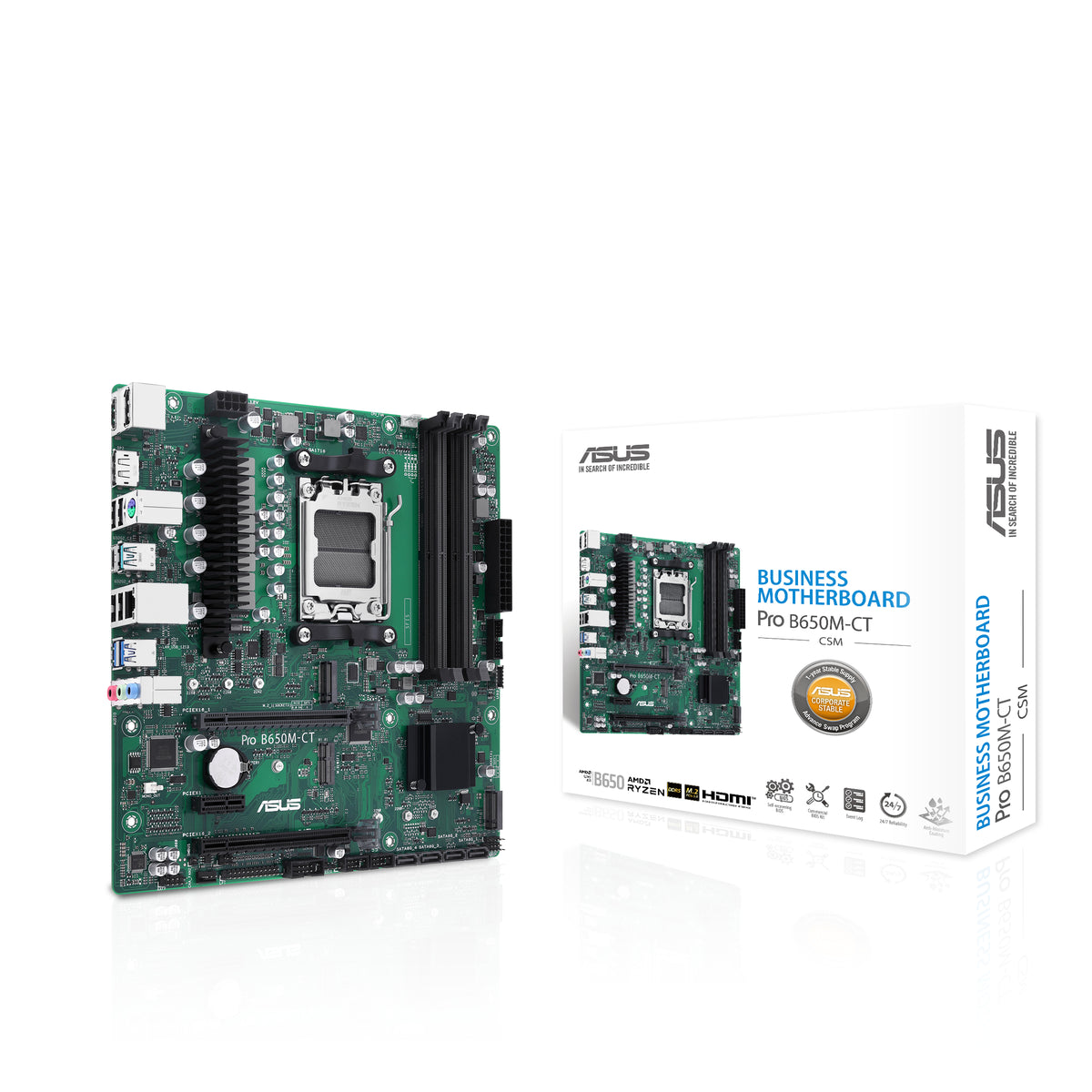 ASUS PRO B650M-CT-CSM – Mainboard – AM5, AMD B650, mATX, DDR5, 4×DIMM, 128 GB