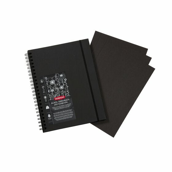 Derwent Malbuch – A4 – 200 g/m² – Spiral – 40 Blatt – Schwarz