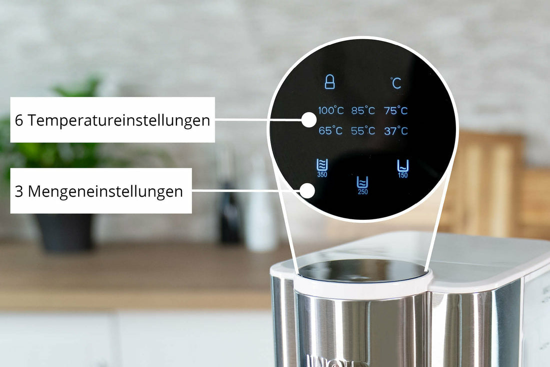 Unold Wasserkocher Ava (18610) – 2,5 l, Kunststoff, Edelstahl, Temperaturwahl (6 Stufen), 2600 W