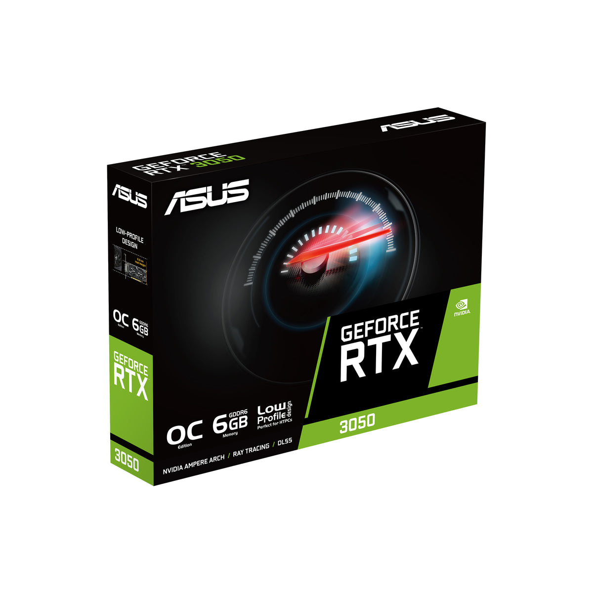 ASUS RTX3050-O6G-LP-BRK – PCIe Grafikkarte – 6 GB GDDR6, 1×HDMI 2.1, 1×DisplayPort 1.4a, 1×DVI-D, PCIe 4.0