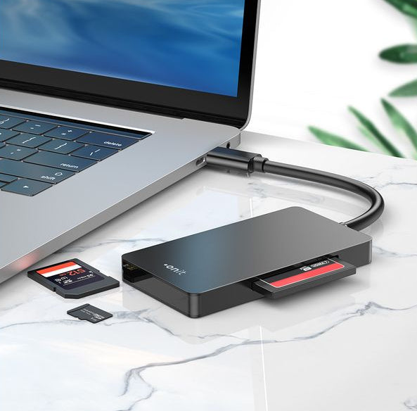 ONIT USB-Kartenleser USB-C – SD/microSD/CF – USB 3.2 Gen 1 (5 Gbit/s) – für Windows, MacOS, Android und mehr