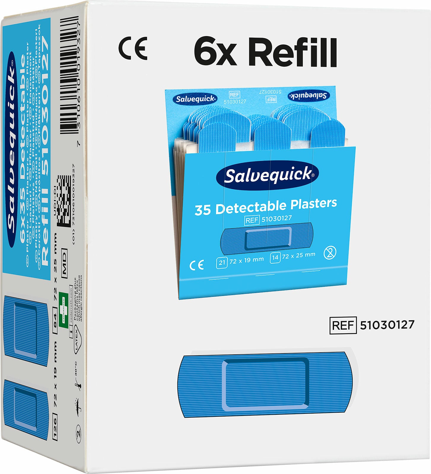 Cederroth Nachfüllpackung für detektierbare Pflaster – 35 Stück, für Salvequick Spender, 72 × 19 mm, 72 × 25 mm