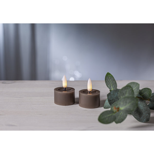 Star Trading LED-Teelicht Flow – CR2032 (2×, inkl.), Timer, IP20 – Braun