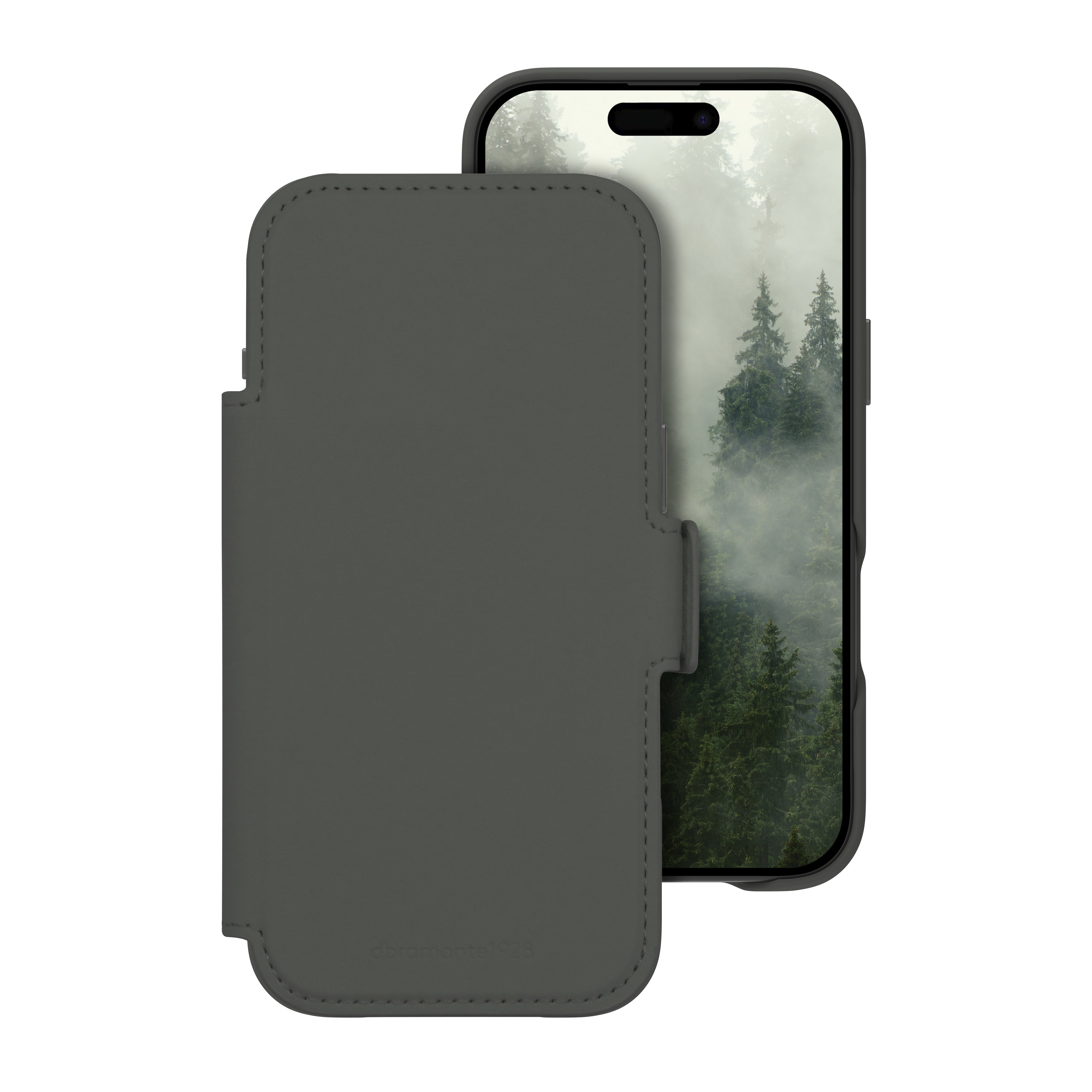 dbramante1928 Lynge MS ICON – Folio – für Apple iPhone 17 Air, MagSafe, mit Kartenfach, Kunststoff, Grün