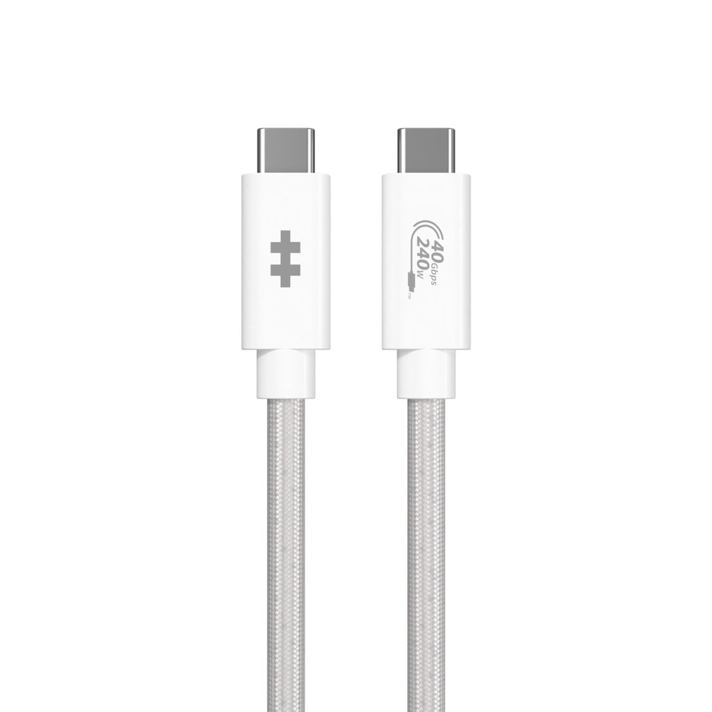 HYPER USB-C auf USB-C Kabel – USB4 40 Gbit/s – 1,2 m – PD 240 W – Geflochten – Weiss