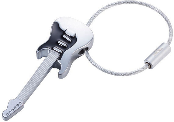 TROIKA Schlüsselanhänger Gitarre – Metall, Grau/Schwarz, 65 × 22 × 8 mm, 6er-Pack