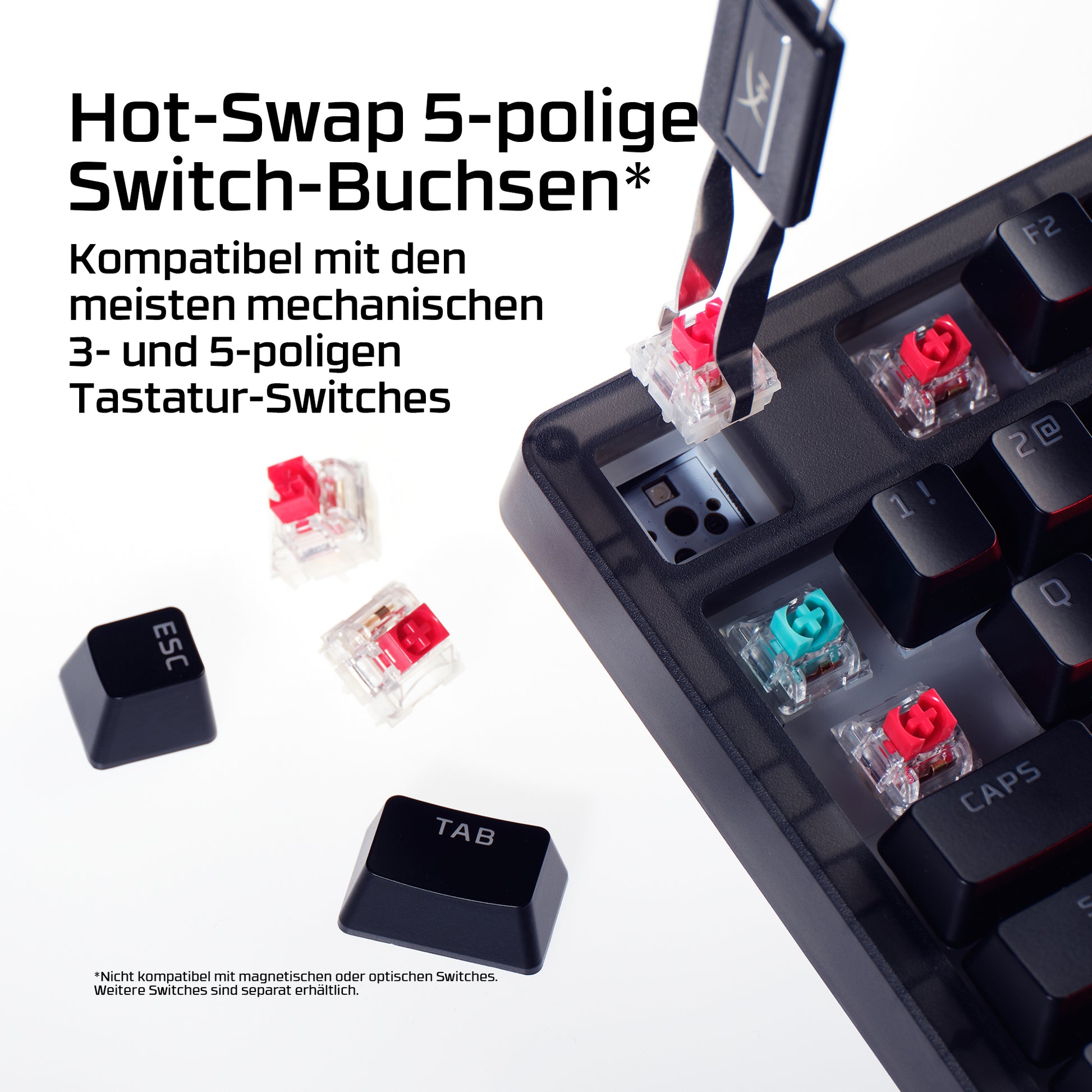 HyperX Origins 2 1800 – Tastatur – Mechanisch – USB-C – Ohne Ziffernblock – Für PC, PS5, Xbox Serie