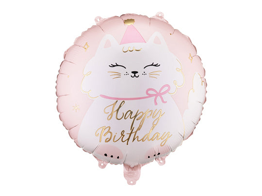 PartyDeco Folienballon Katze – Mehrfarbig – 35 × 35 cm – Folie – 2 Stk – inkl. Strohhalm