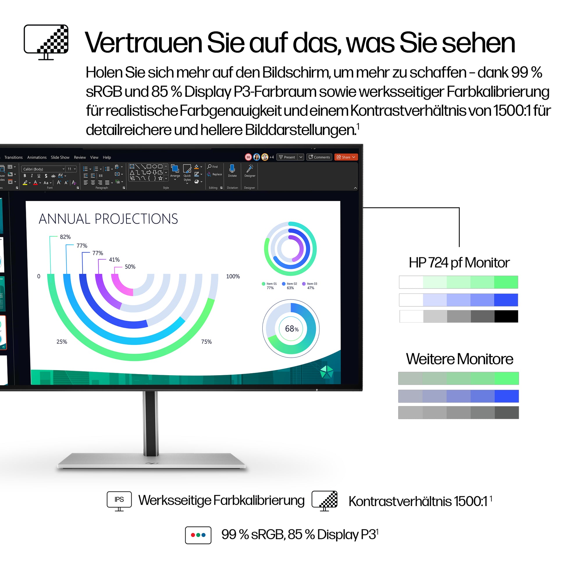 HP 724PF – Monitor, 23,8" 1920 × 1080 (Full HD), IPS, 300 cd/m²