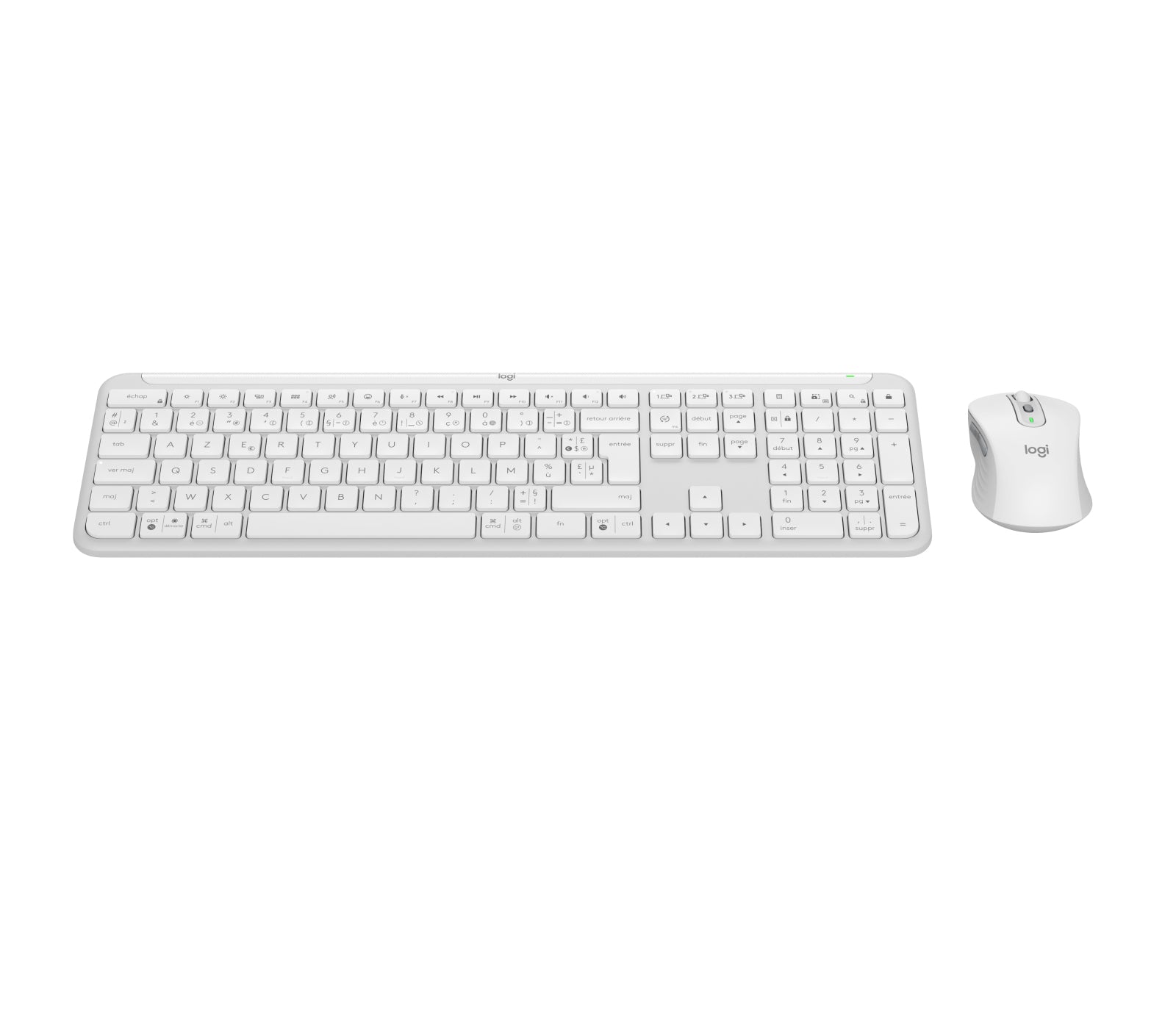 Logitech MK950 Signature Slim – Tastatur, kabellos (Bluetooth/2,4 GHz), FR-Layout (FR), Weiss