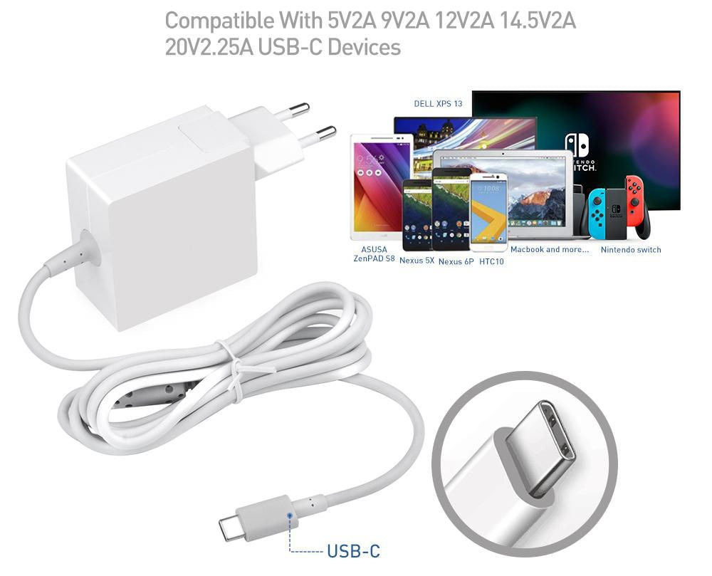 CoreParts USB-Wandladegerät 45 W – USB-C×1 – PD – EU- & UK-Stecker – für MacBook, iPad Pro – Weiss