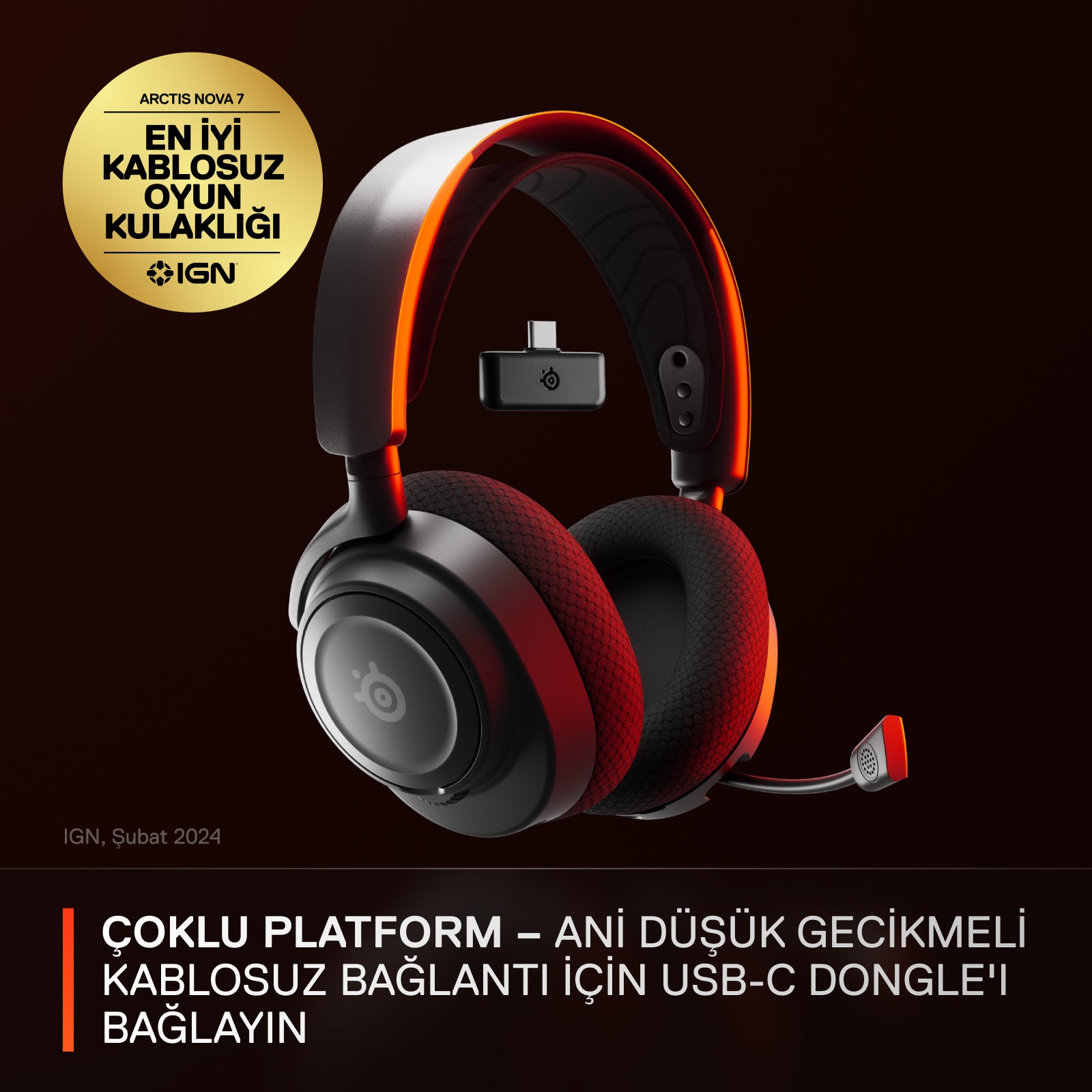 SteelSeries Arctis Nova 7 Wireless Gaming-Headset – Over-Ear, Stereo, BT, Schwarz