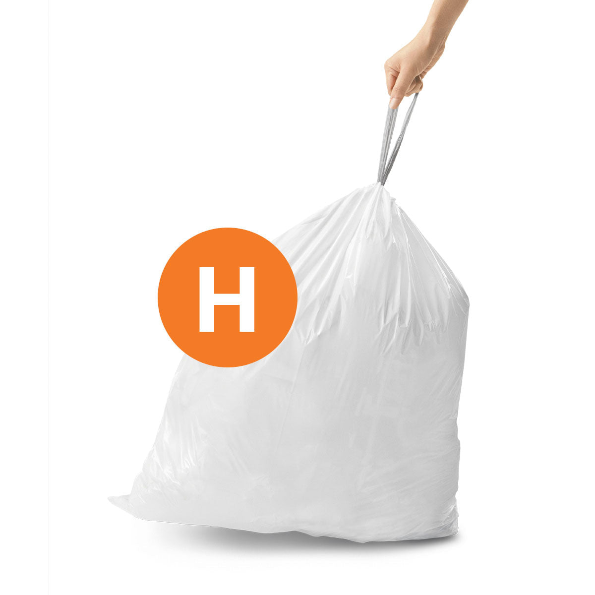 simplehuman Kehrichtsack für Code H – 35 l, mit Zugband, PE, Weiss, 708 × 469 mm, 100 Stk