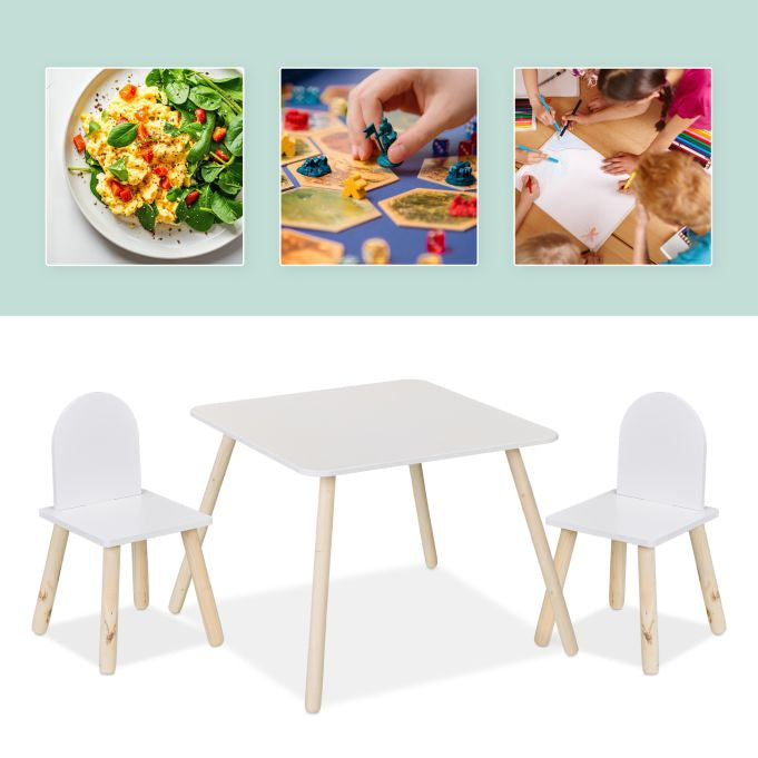 Relaxdays 3-teiliges Bistro-Set mit 2 Stühlen – MDF, Holz – Tisch 60 × 60 × 45 cm – für den Innenbereich