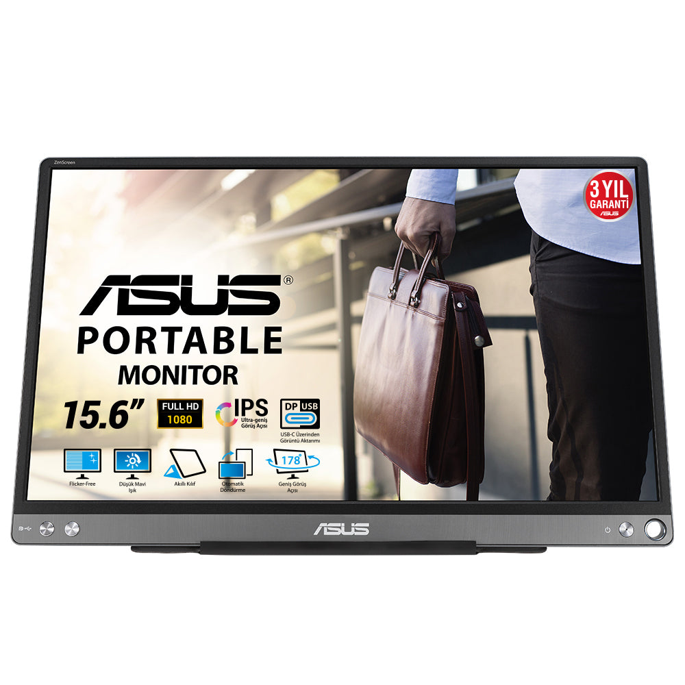 ASUS ZenScreen MB16ACE – Portabler Monitor, 15,6", 1920 × 1080 (Full HD), LED, USB-C, Grau