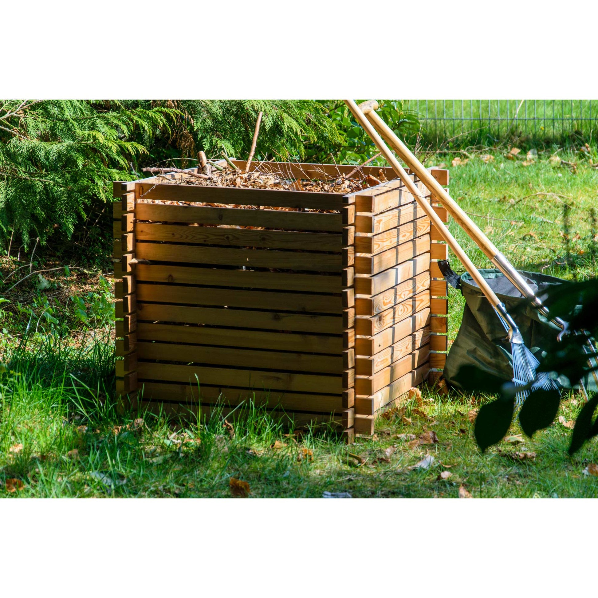 Dobar Abfalleinsatz Komposter Lärchi – 420 l, Holz, B 790 × T 790 × H 790 mm