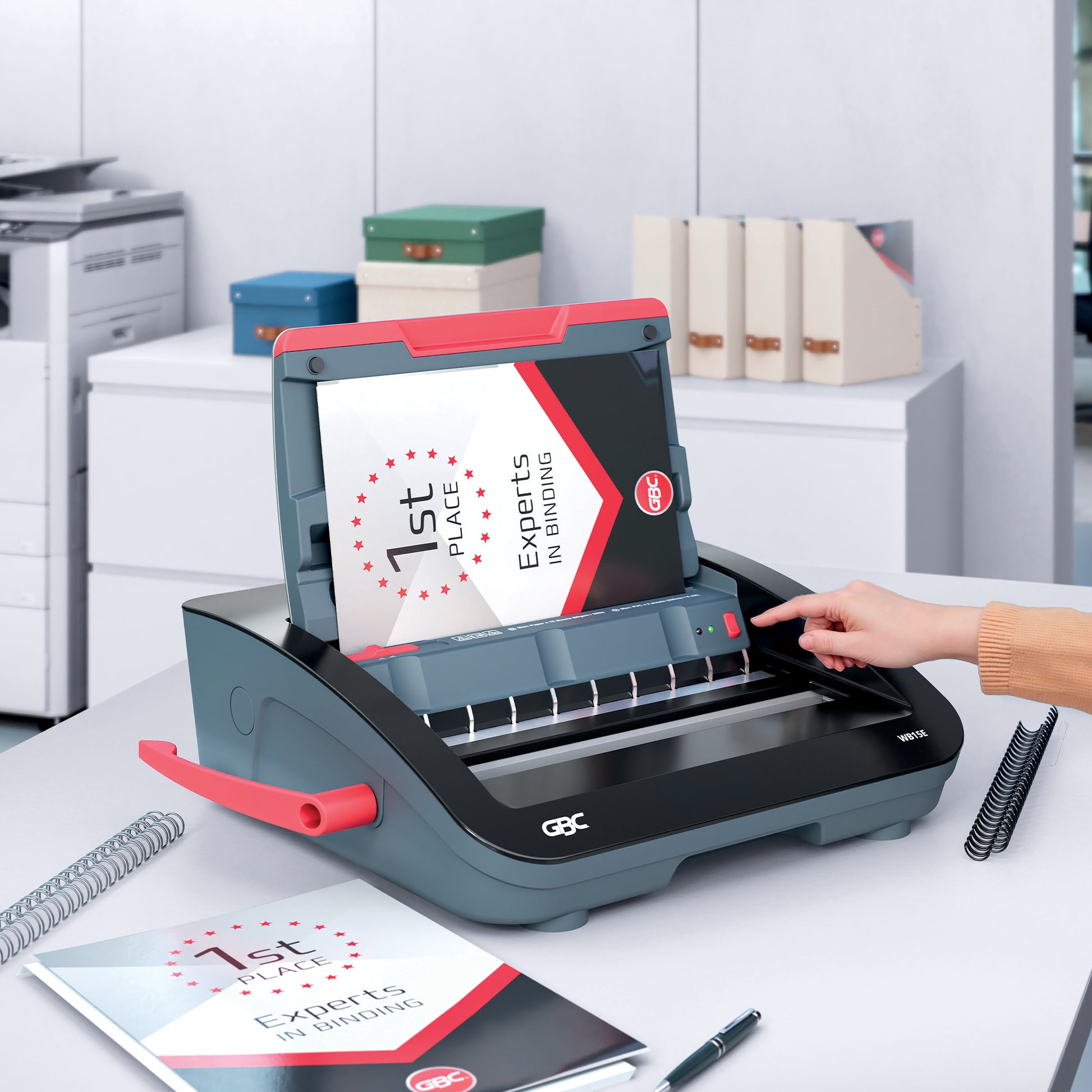 GBC WB15E Bindegerät – Drahtbindung, für 34 Löcher, A4, 15 Blatt