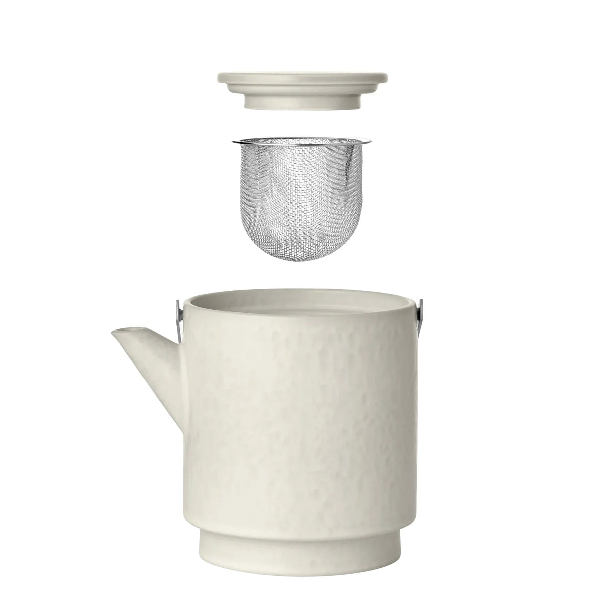 Blomus Teekanne MAKOTO – 1 l, 20,5 × 16,5 × 12,5 cm, Steingut, Beige, mit Teefilter, spülmaschinenfest
