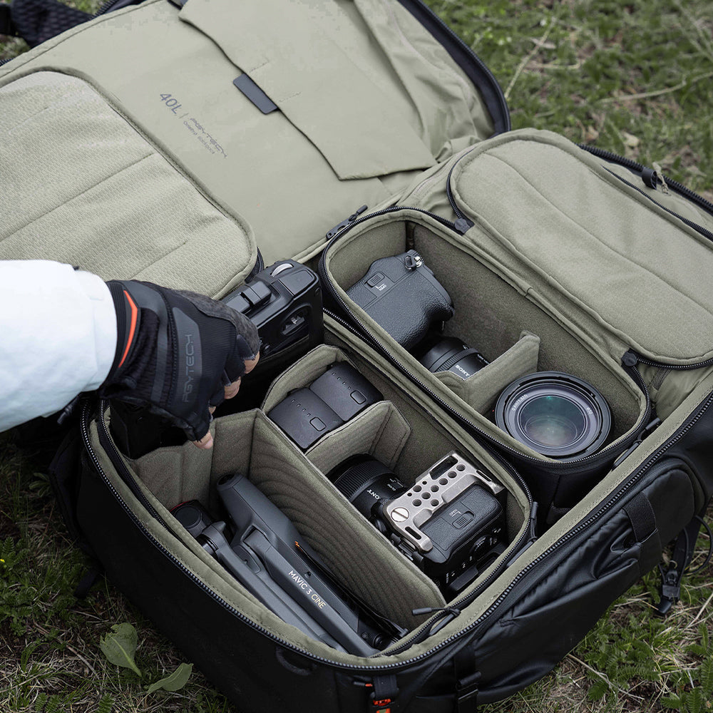 PGYTECH OnePro Flex Kamerarucksack – 50 L, Cordura/PU, Notebookfach – für DSLR und spiegellose Kameras