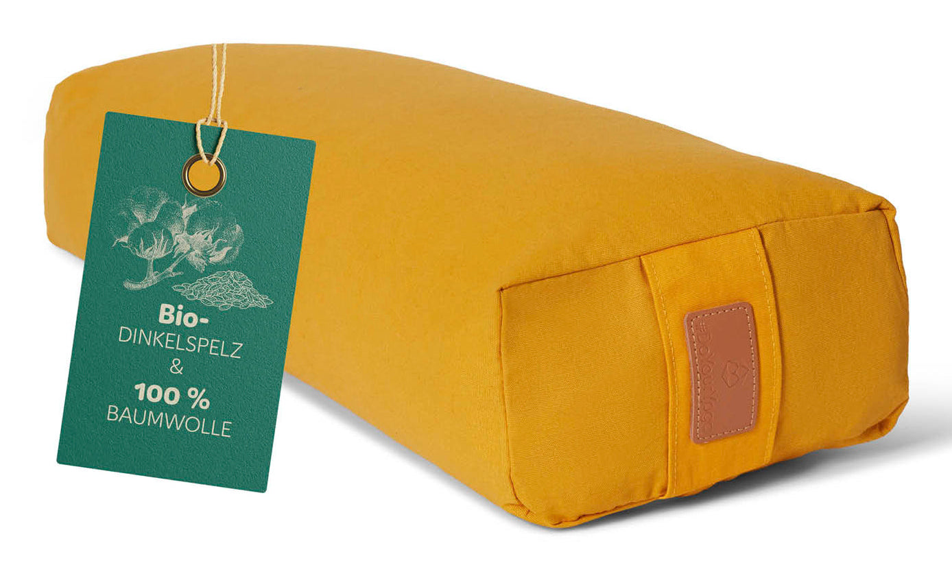 DoYourYoga Vishnu Yogabolster Kissen – 22 × 67 × 13 cm, Baumwolle, Gelb