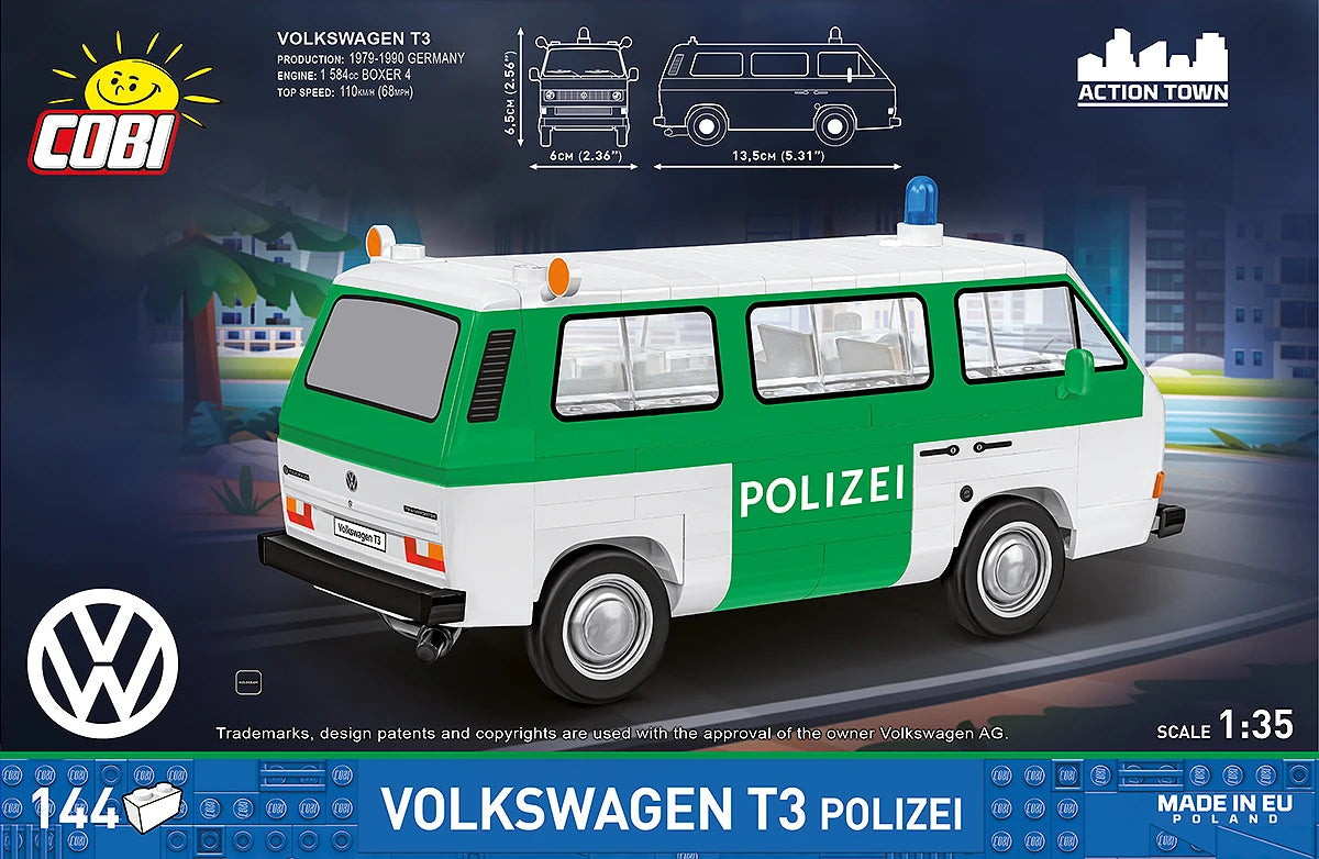 COBI VW T3 Bausatz – Polizei – ab 7 J. – Kunststoff, grün, weiss