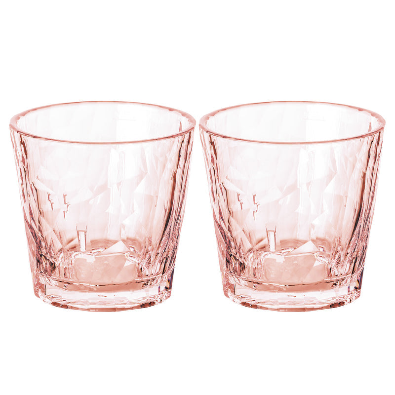 koziol Trinkglas – 2er Set, 250 ml, Ø 9,1 cm, H 8,7 cm, Kunststoff, Rosa, spülmaschinenfest