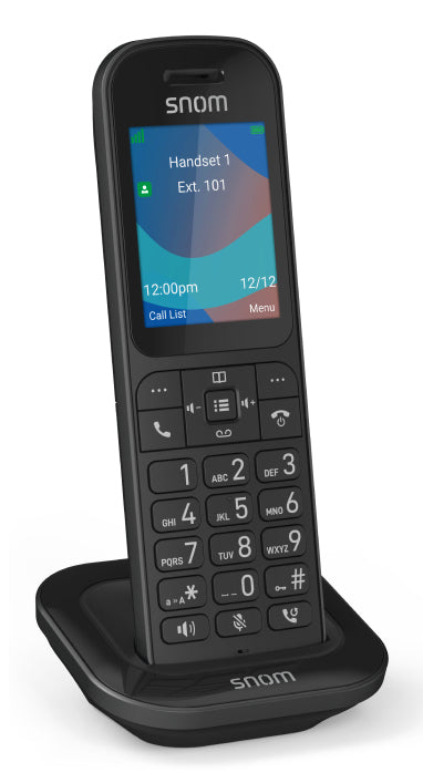 Snom M53 – DECT-Telefon mit Basis, Freisprechen, Anrufer-ID, für Snom M250/M500, Schwarz