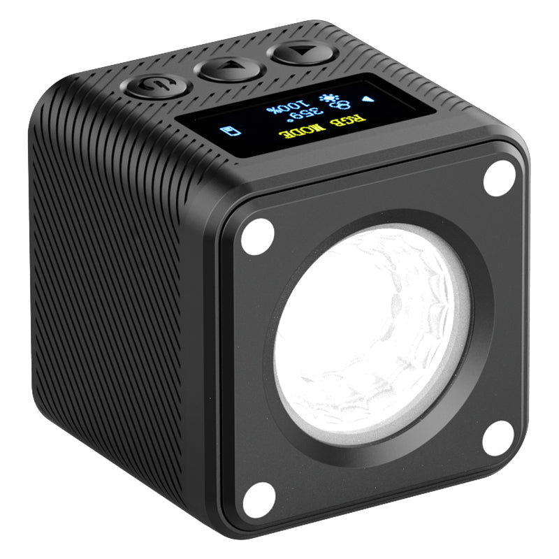 Ulanzi L2 RGB Streaming-Licht – RGB, 4 W, dimmbar, OLED-Display, Akku/USB – 41 × 41 × 41 mm