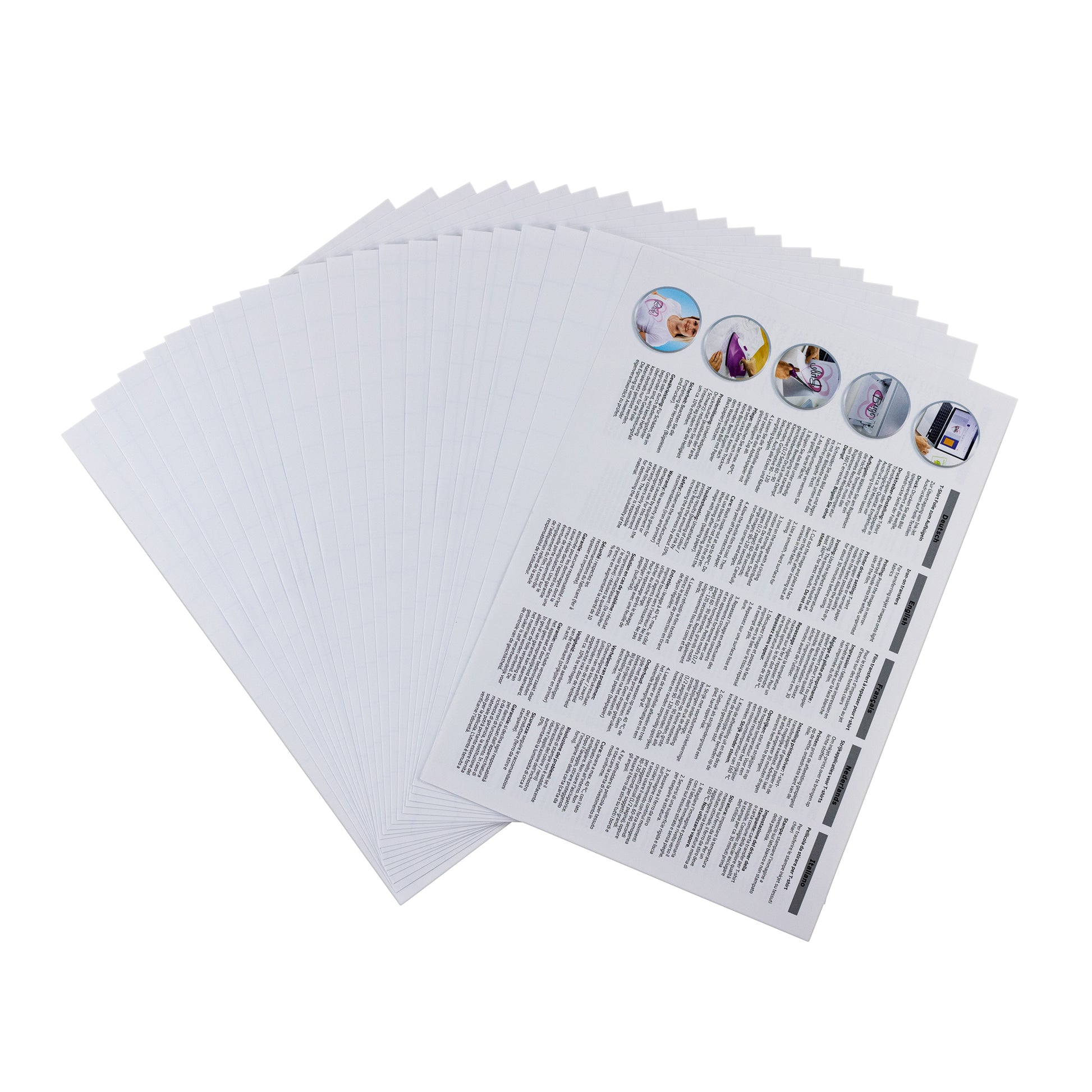 HERMA Aufbügelfolie Weiss – matt, A4, Inkjet, für helle Textilien, 20 Blatt