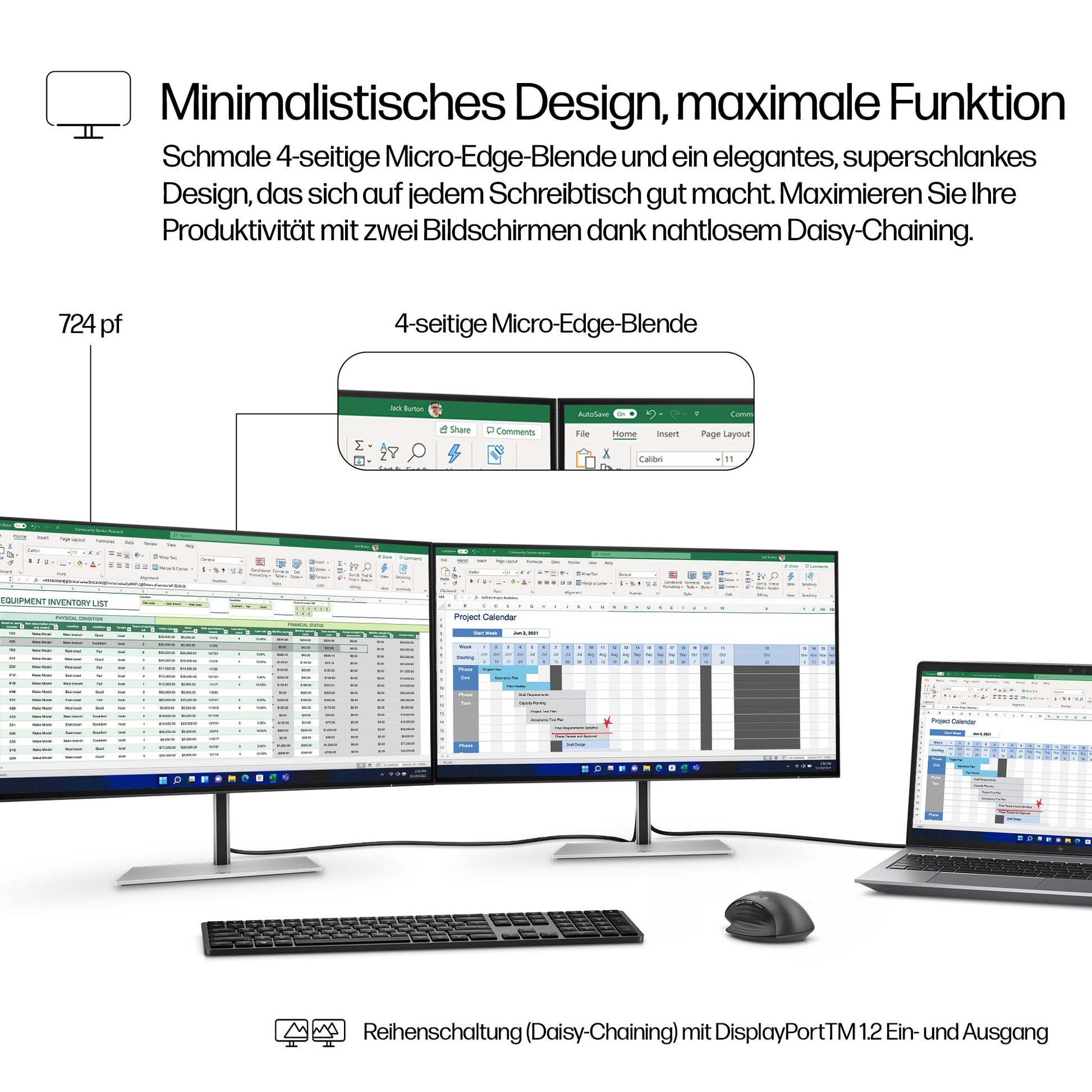 HP Series 7 Pro – Monitor, 23,8", 1920 × 1080 (Full HD), Schwarz/Silber