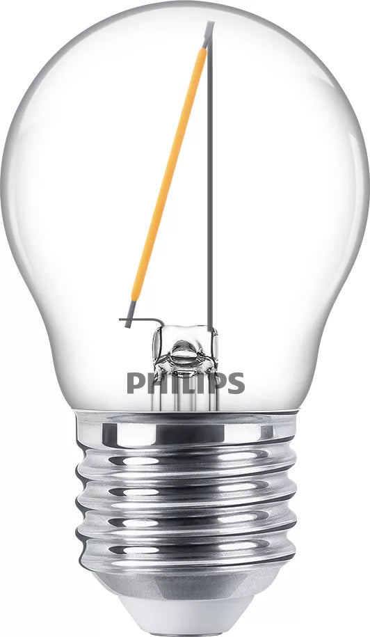 Philips by Signify Philips LED-Leuchtmittel E27 P45 – Warmweiss 2700 K, 136 lm, 1,4 W – 1 Stk. – Transparent