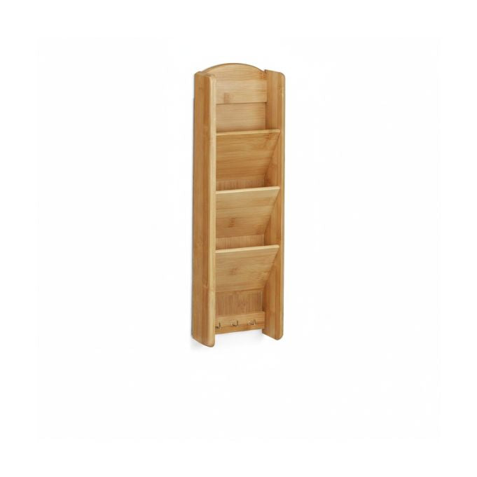 Relaxdays Wandgarderobe – 3 Haken, mit Ablage, Bambus, Braun, 15 × 7,5 × 49,5 cm