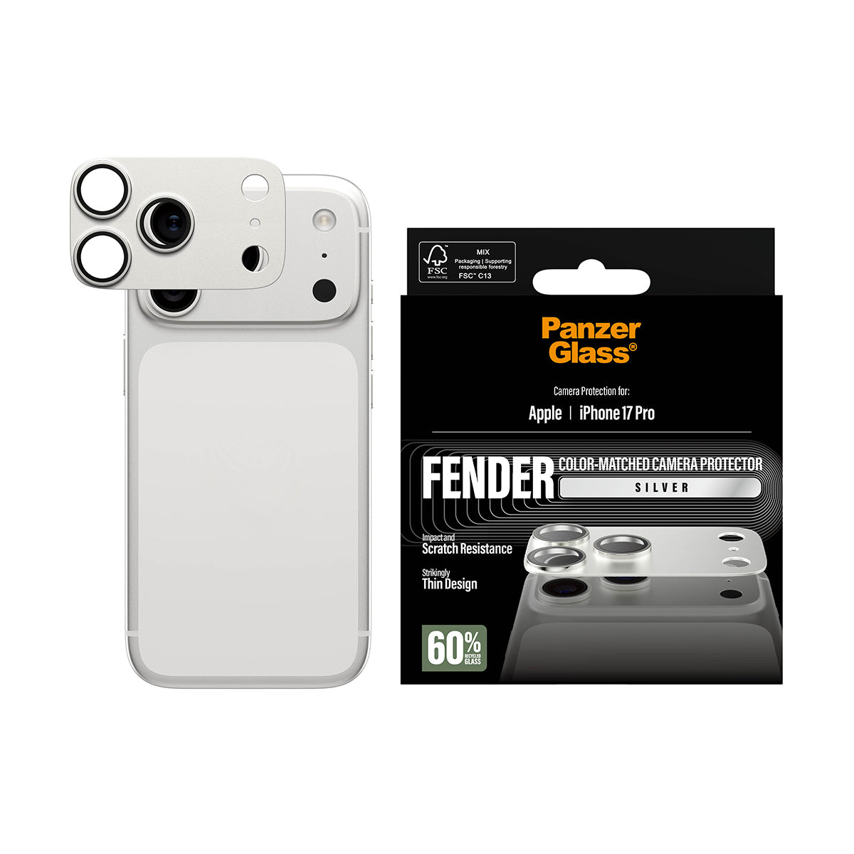 PanzerGlass Kameraschutz – für Apple iPhone 17 Pro – Silber – Silikon
