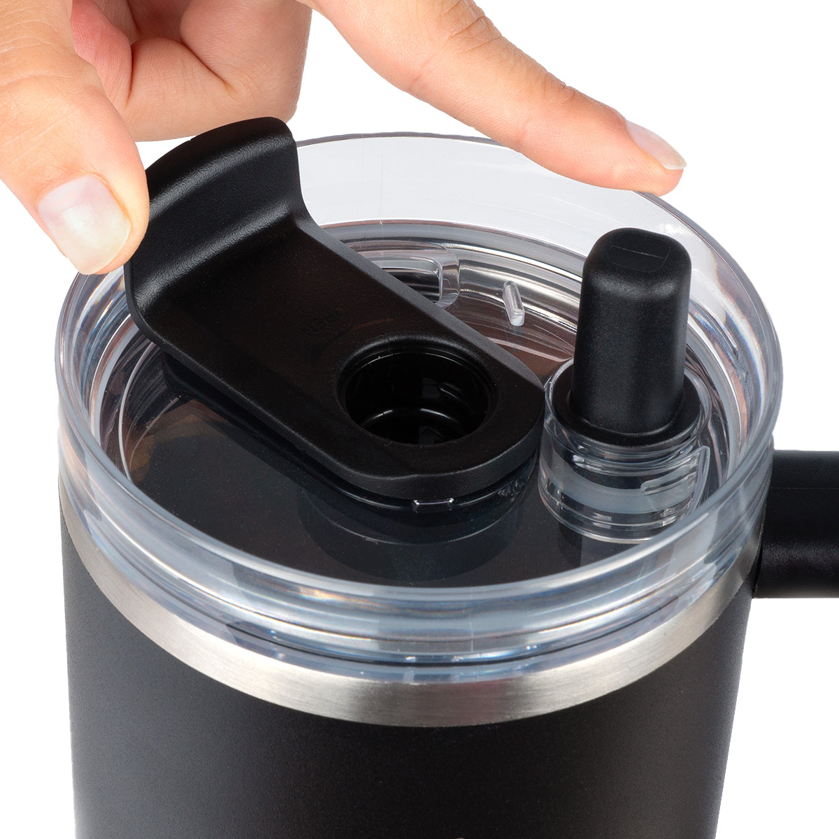 Lurch Big Cup Thermobecher 1,2 l – doppelwandig 8 h heiss/12 h kalt, Kunststoff (innen Edelstahl), schwarz