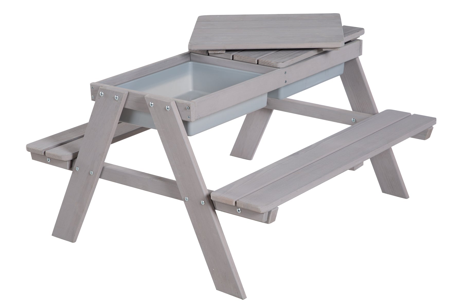Roba Beistelltisch – 89 × 85,5 × 50 cm – Kunststoff & Holz – Grau – mit Staufach