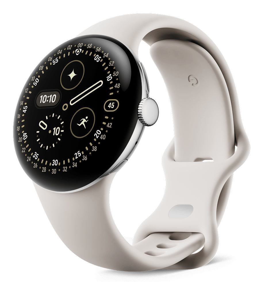 Google Pixel Watch 4 41 mm GPS + Cellular – Aluminium Silber, Sportband, Beige, 50 m, für Android