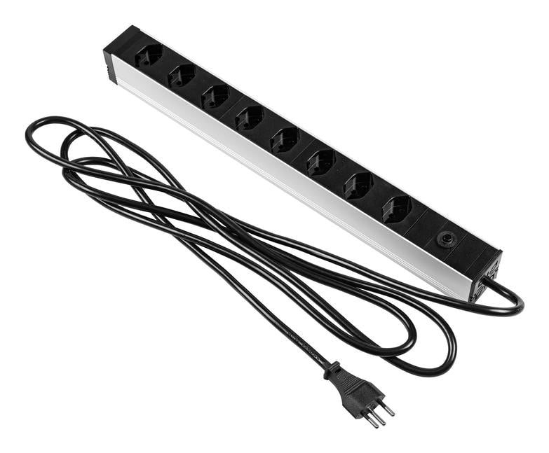 Furber. Furber Steckdosenleiste, 8×T13, mit Schalter, 3 m, Überstromschutz, Eingang T12 – Schwarz