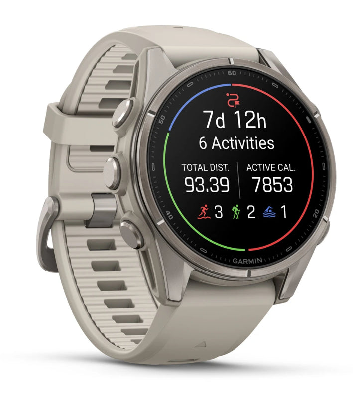 Garmin fēnix 9 43 mm GPS – Titan Grau, Sportarmband, Grau, 100 m, für iPhone