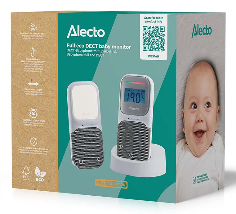Alecto DBX140 Babyphone DECT – Temperatur und Luftfeuchtigkeit – 2-Wege-Audio – 300 m Reichweite – 16 h Akku