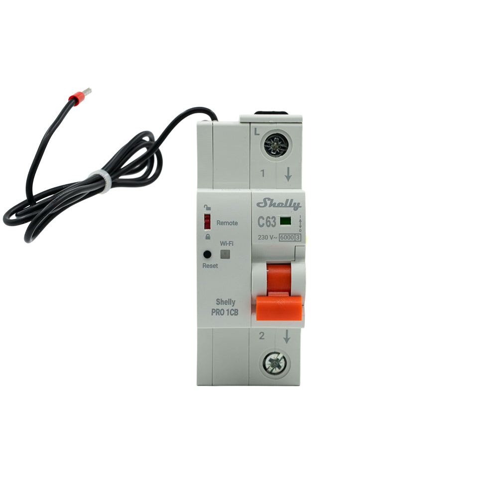 Shelly Leistungsschutzschalter, einpolig – 63 A, C-Charakteristik, 160–230 V – Grau – Pro 1CB C63