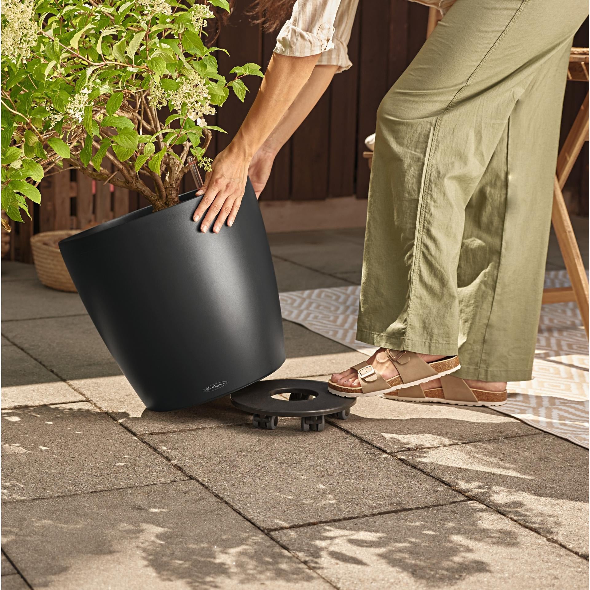 LECHUZA Topfpflanzer – Ø 42 × 39,5 cm, 33 l – Kunststoff, dunkelgrau
