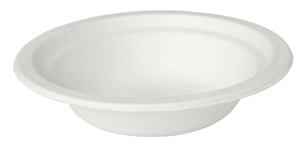 BioPak Schale/Schüssel Bagasse (Zuckerrohr), rund – Ø 18 cm, weiss – 50 Stk.