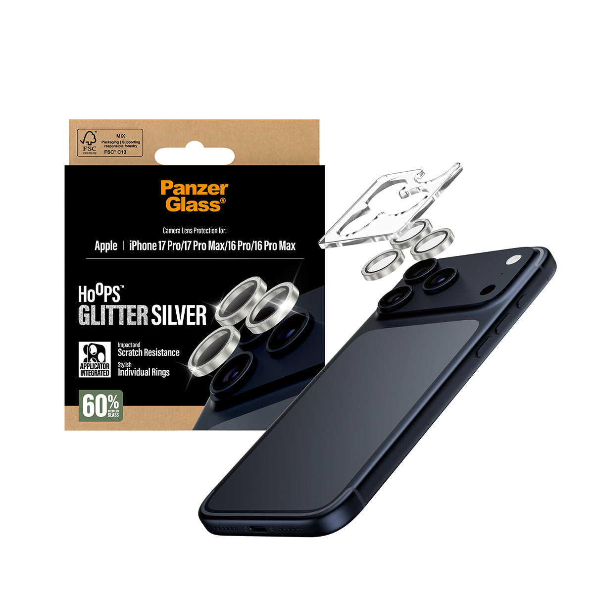 PanzerGlass Kameraschutz – für iPhone 2025 Pro/iPhone 2025 Pro Max/iPhone 16 Pro und andere – Silber