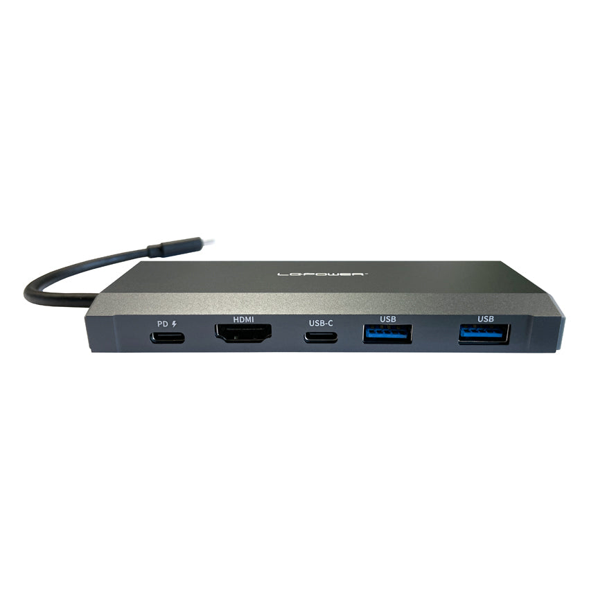 LC-Power LC-C-multi-7 M2 Multiport-Adapter – USB-C, 1× HDMI, 2× USB-A, 1× USB-C, 100 W PD, für Windows/Mac